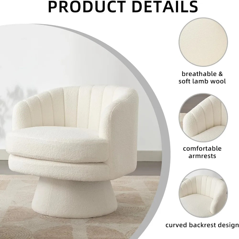 Modern 360 Degree Swivel Barrel Chair With Soft Cushioned Sherpa Armchair