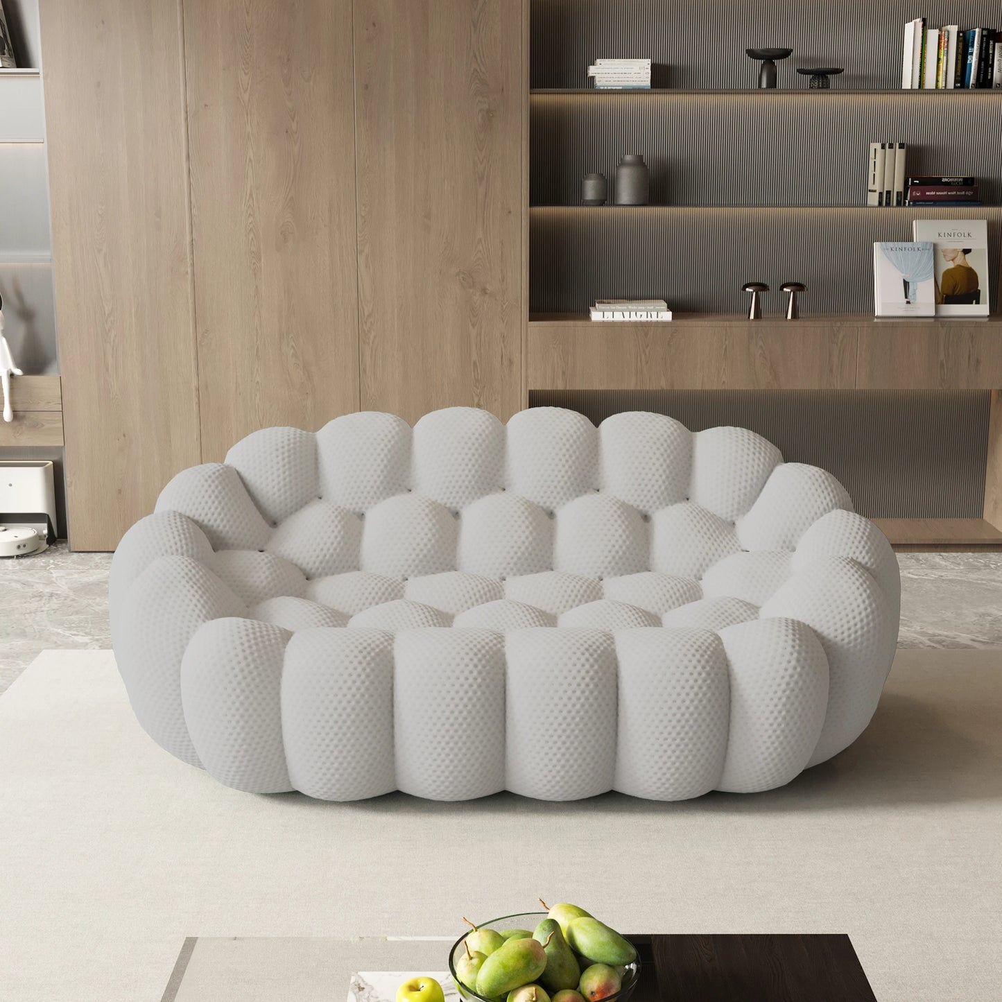 Sdorens Modern Curved Boneless 3D Knitted Fabric Loveseat Sofa