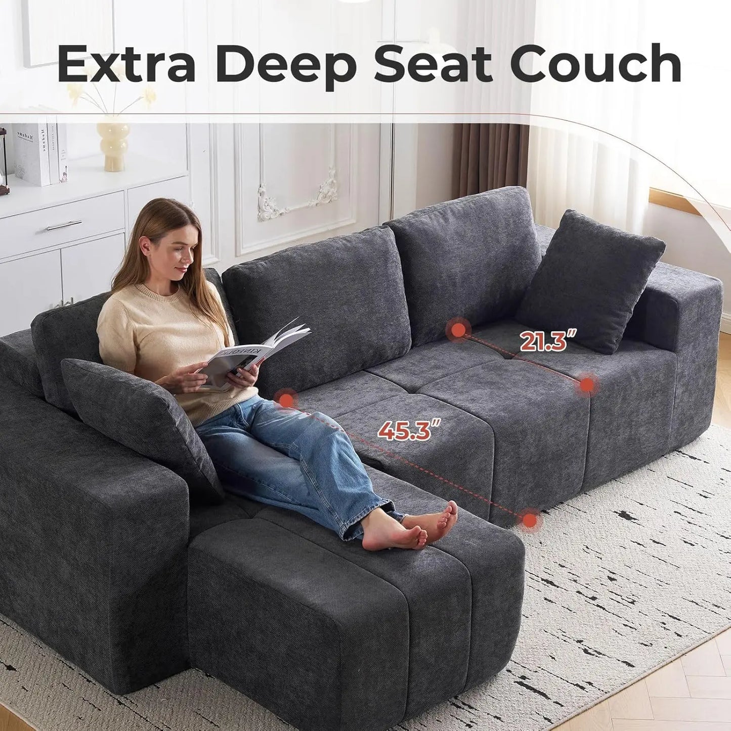 Cloud Modular Sectional Couch Chenille L Shaped Sofa Chaise