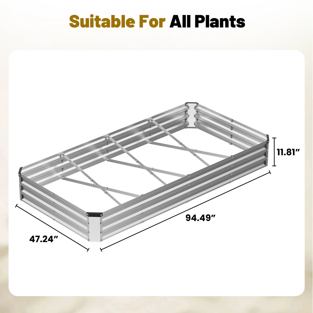 JHK Rust Resistant Metal Raised Garden Bed For Outdoor Gardening