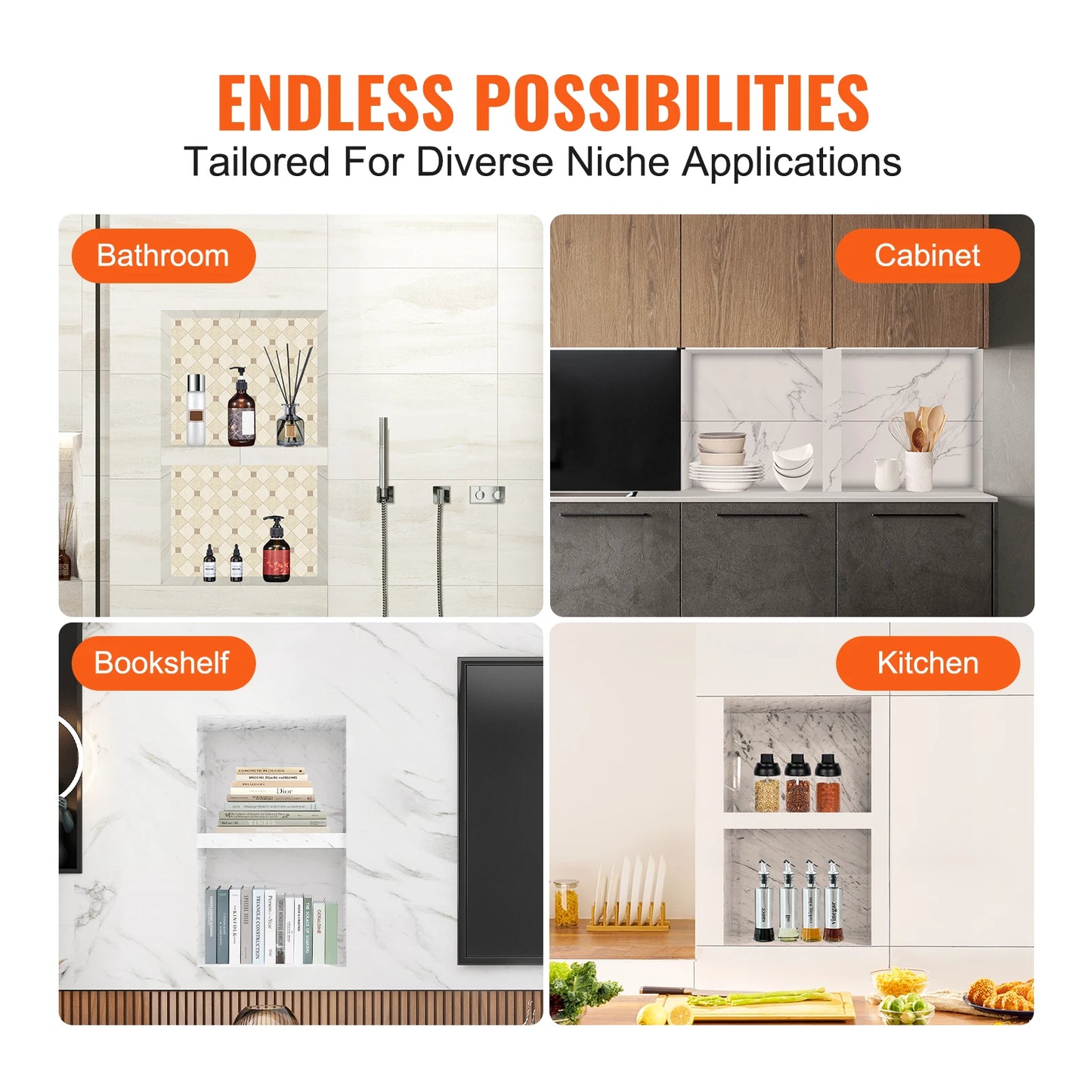Shower Niche Corner Shelf Organizer For Tile Recessed Soap Storage