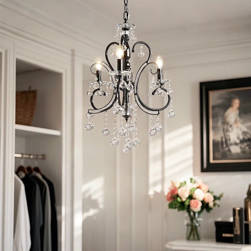 SaloEElaitte American Iron E14 LED Chandelier Crystal Pendant Light