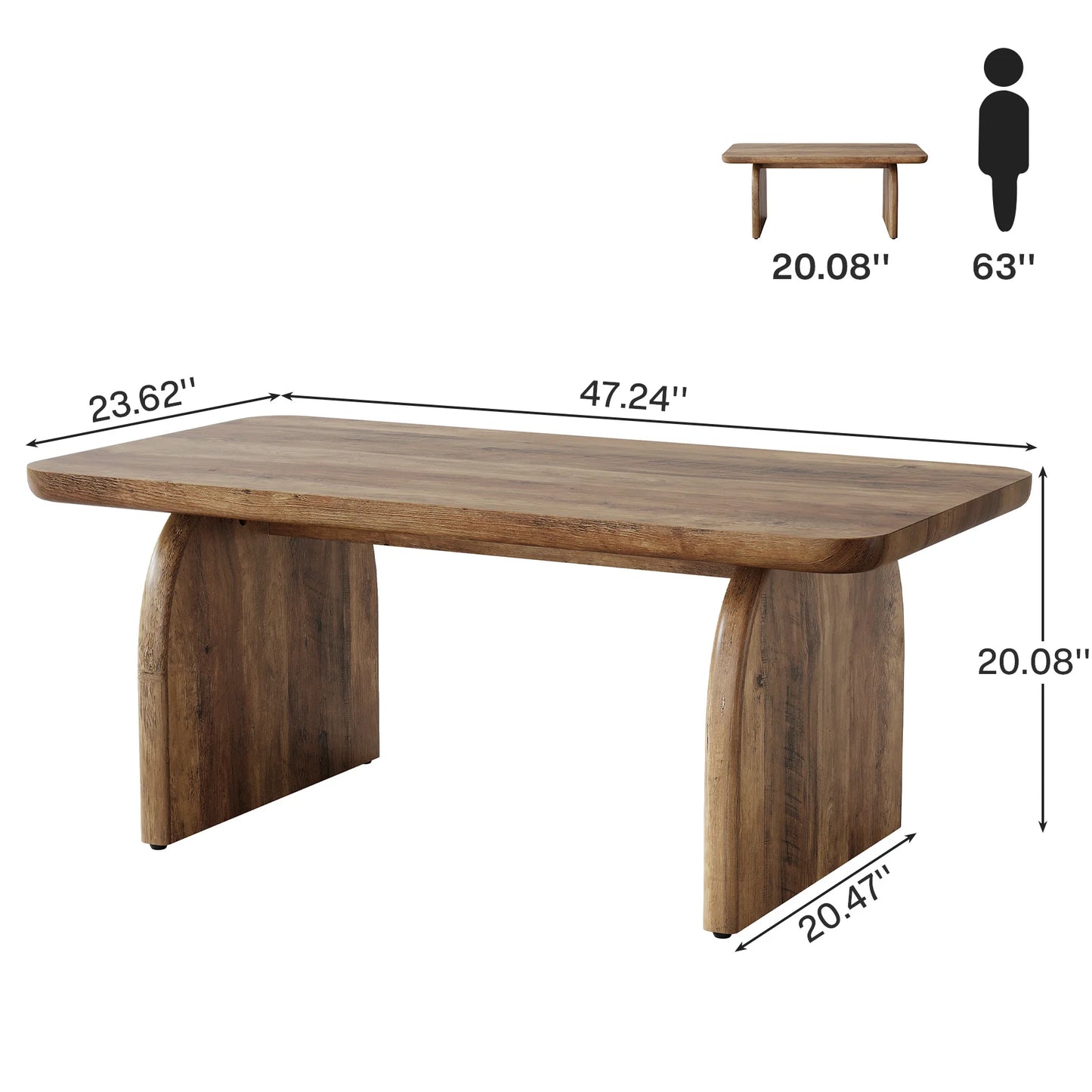 Tribesigns Farmhouse Rectangular Coffee Table Center Cocktail Table