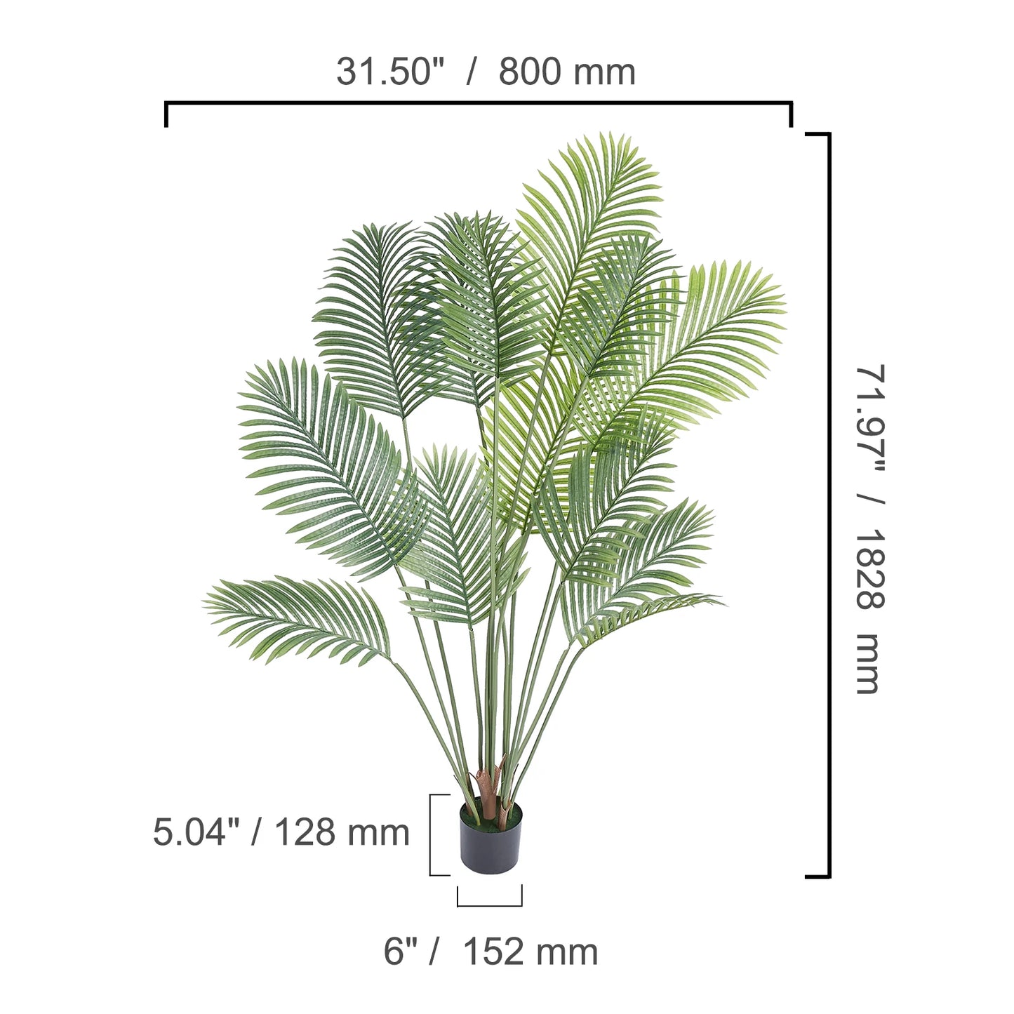 SucceBuy Artificial Palm Tree Faux Plant With Anti Tip Design