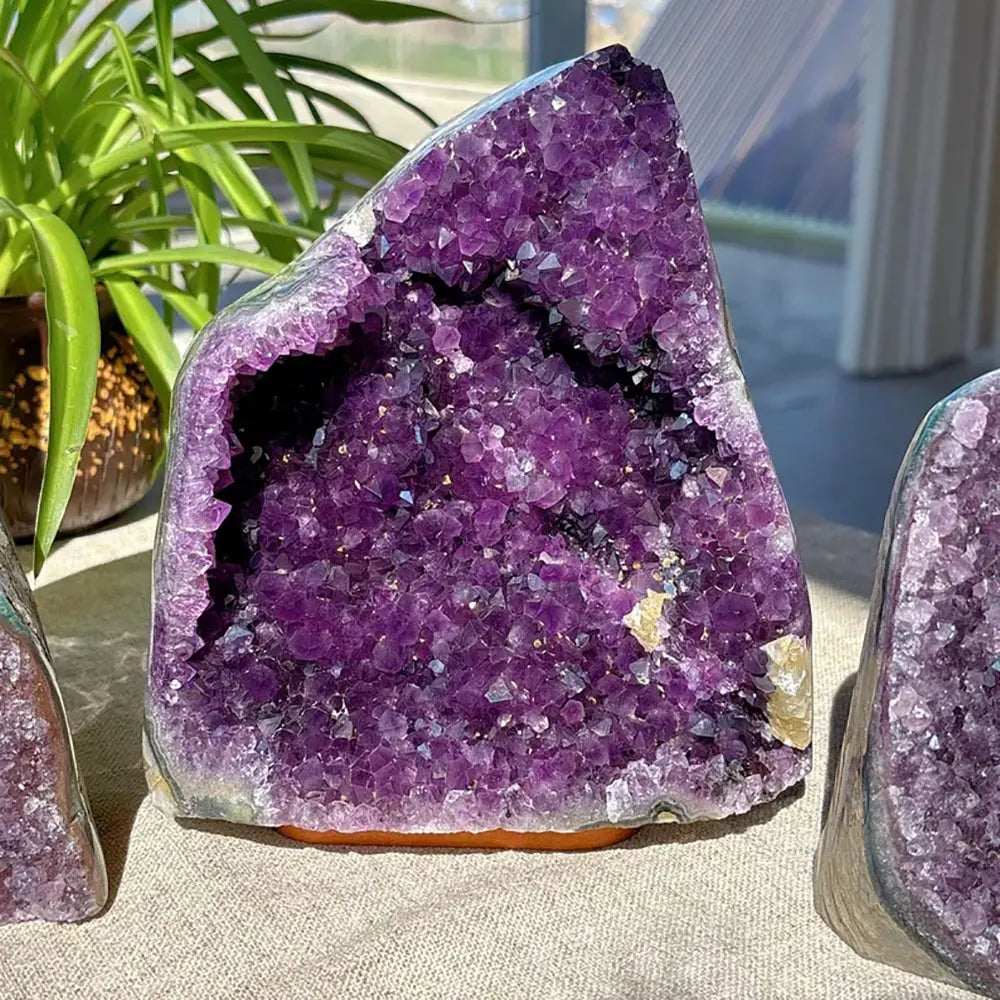 Brazilian Amethyst Crystal Cluster Natural Deep Purple Decorative Stone