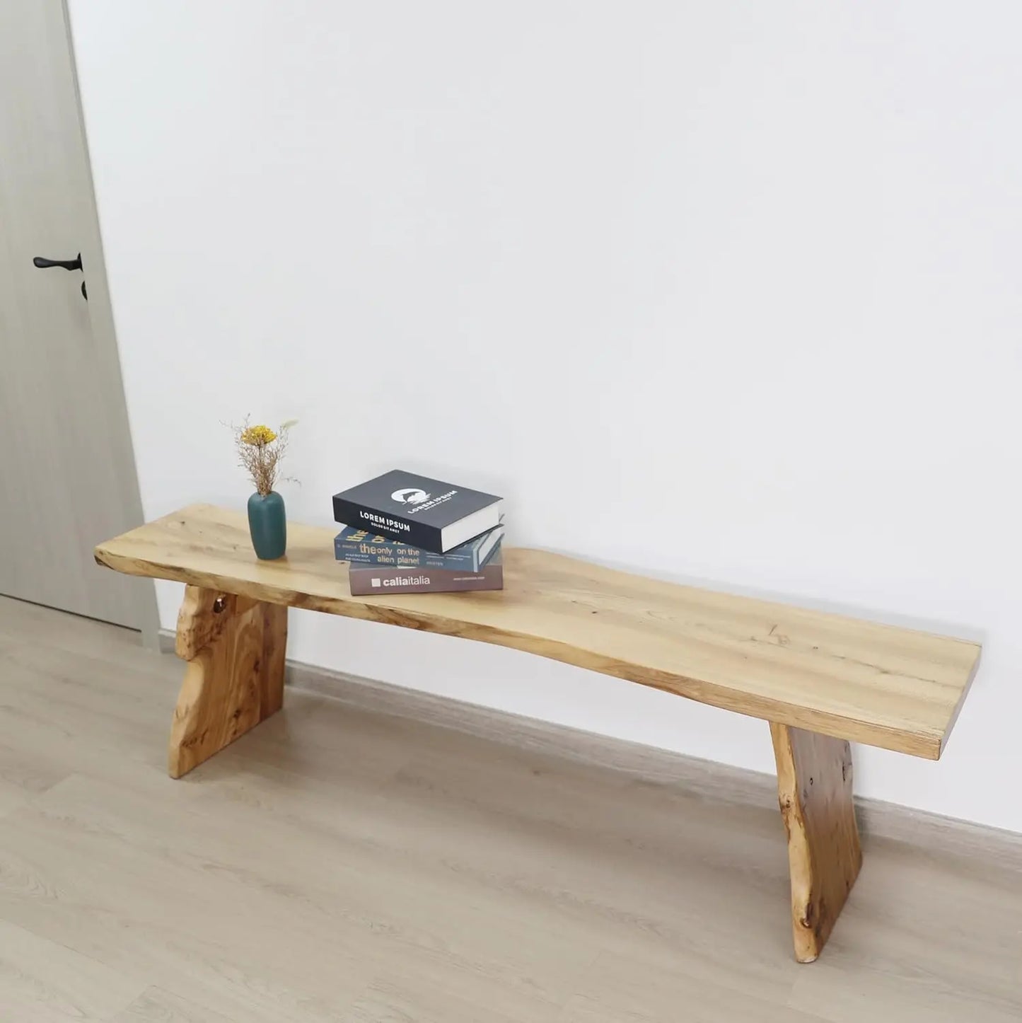 Elm Wood Dining Bench Footrest Stool for Entryway Living Room