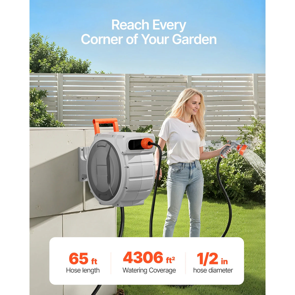 SucceBuy Heavy Duty Wall Mounted Retractable Garden Hose Reel