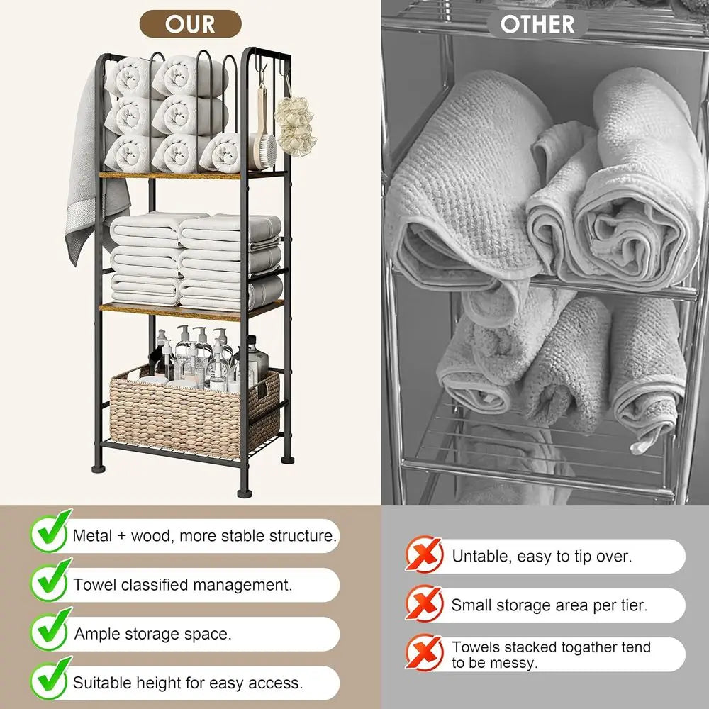 Three Tier Retractable Wall Mounted Metal Towel Rack Stand