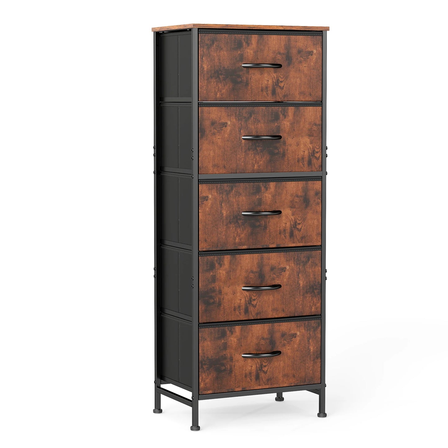JHK Five Drawer Fabric Dresser With Steel Frame Closet