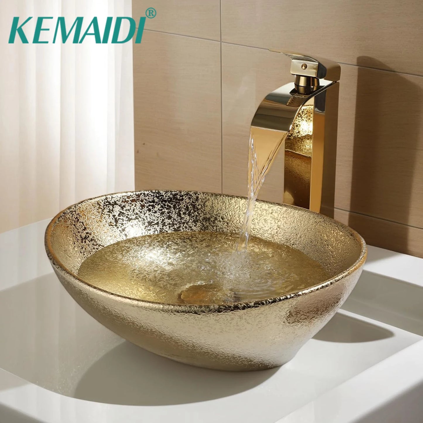 Sinlaku Oval Ceramic Vessel Sink With Faucet Combo For Bathroom