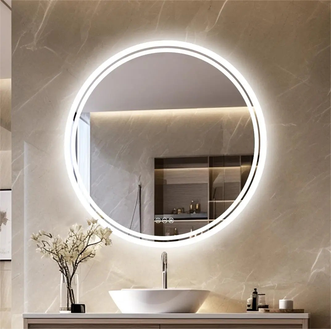 Round LED Bathroom Vanity Mirror Anti Fog With Bright Lights