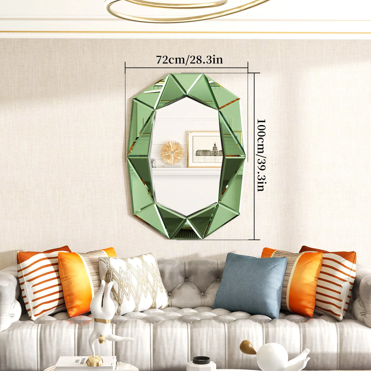 Wisfor Irregular Beveled Diamond Edge Glass Wall Mirror