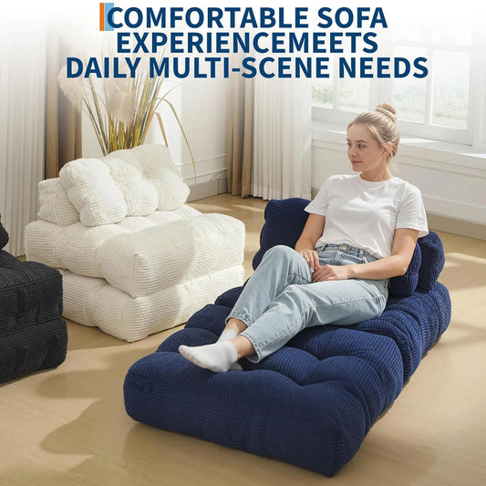 Folding Sofa Bed,Convertible Sleeper Chair with Pillow Foldable Mattress&Side Pocket, Fold Out Chair Bed Comfy Floor Sofa Lounge
