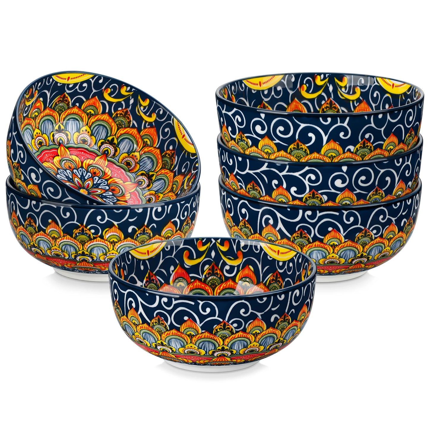 Malacasa Floral Ceramic Cereal Bowls Set Porcelain Bohemian Style