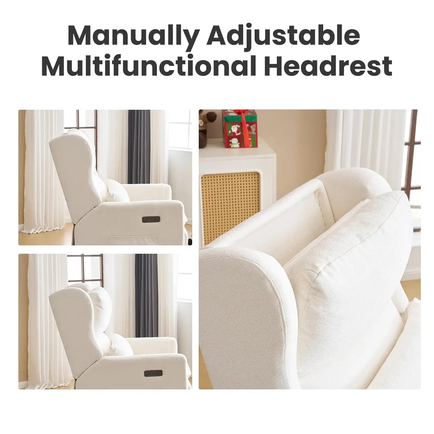 Power Swivel Glider Recliner Chair With Headrest And Lumbar