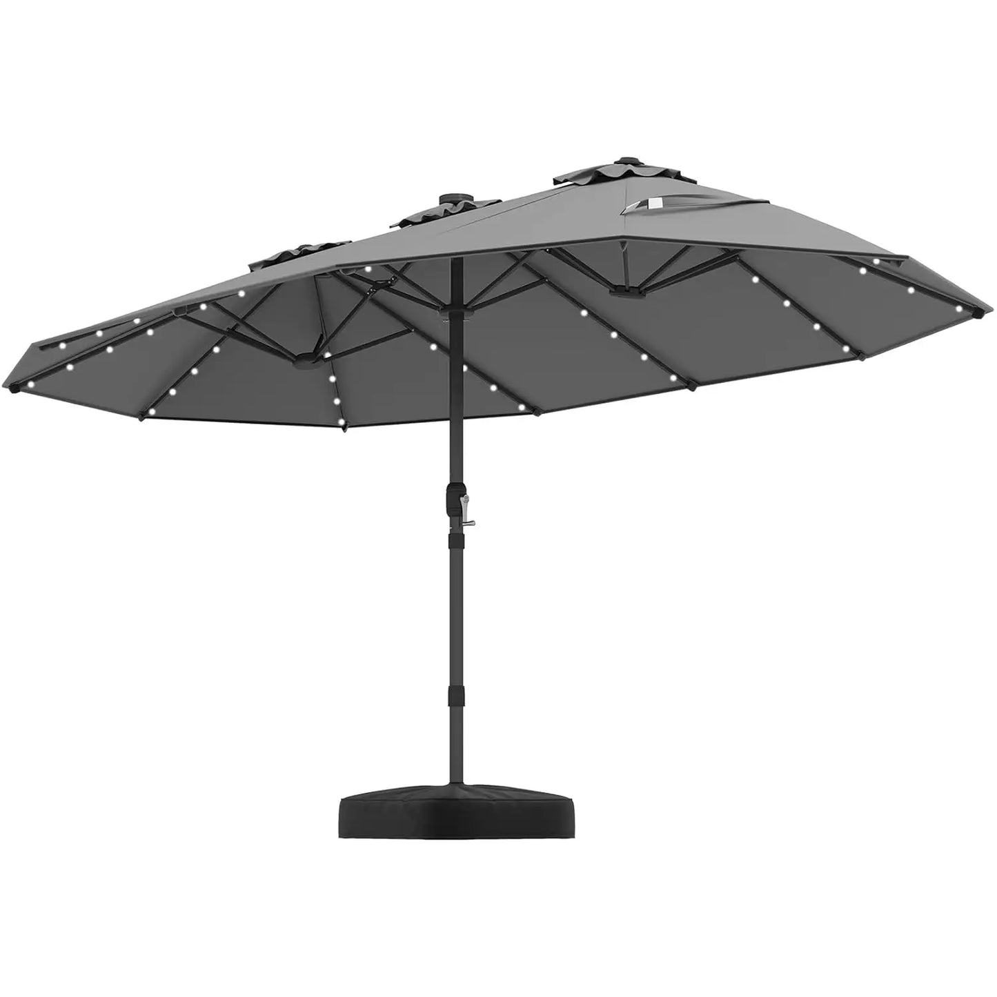 Double Sided Solar Patio Umbrella With LED Lights Outdoor