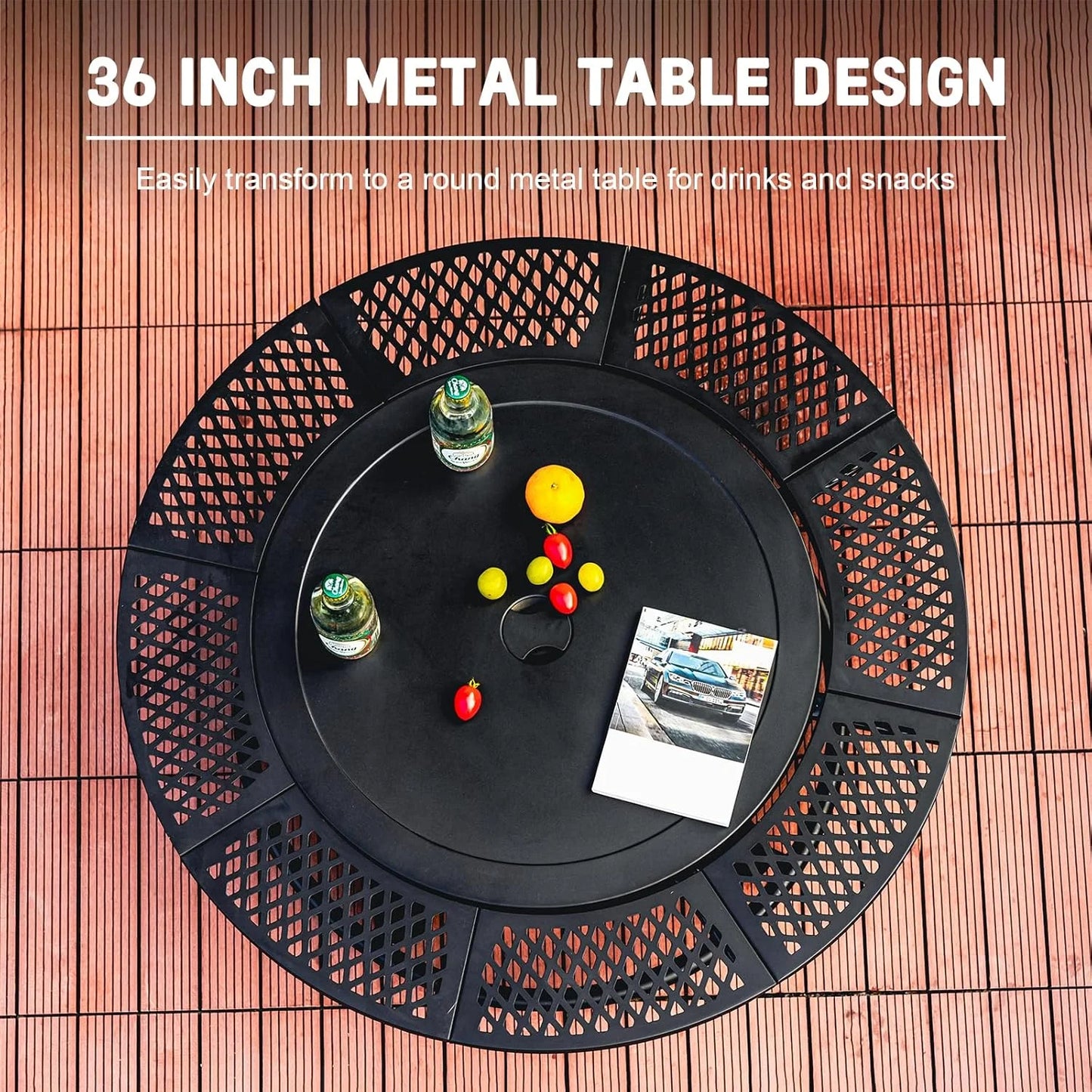 Three In One Outdoor Fire Pit With Lid And Two Cooking Grills Wood Burning