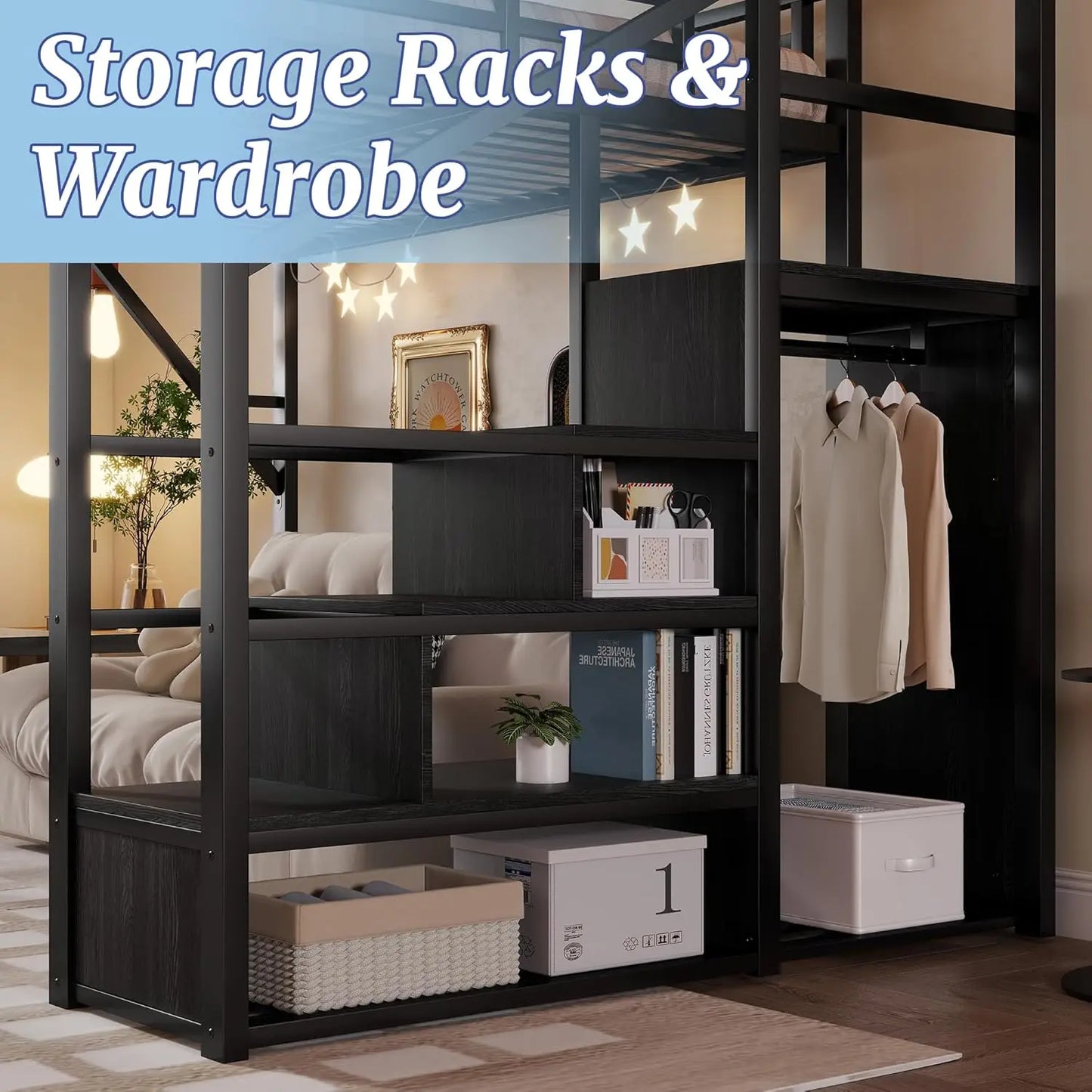 Loft Bed Frame For Adults With Stairs And Wardrobe