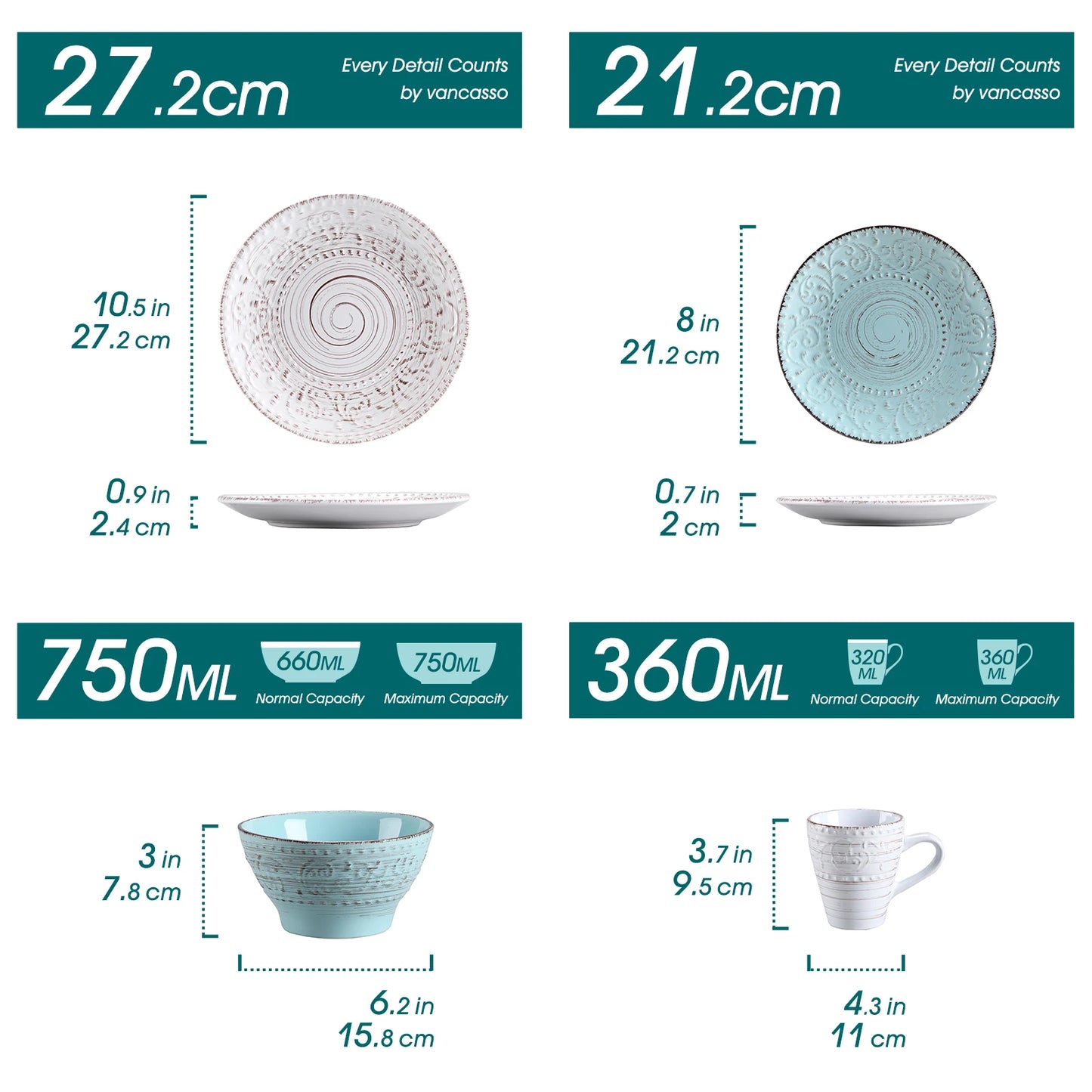 Vancasso Vine Ceramic Dinnerware Set Stoneware Tableware