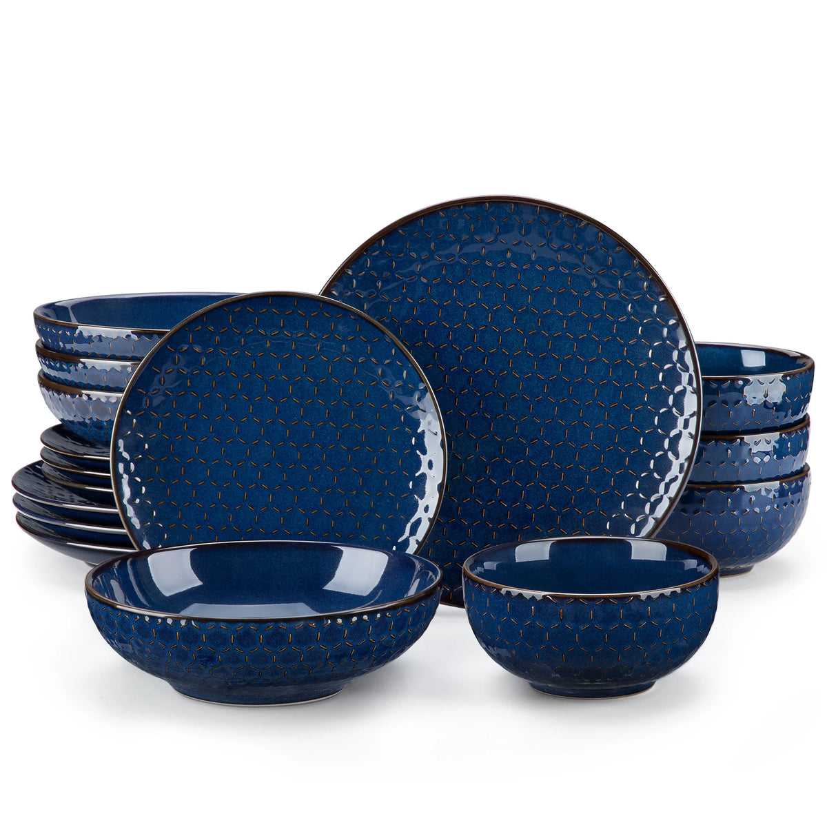 Malacasa Lydia 32 Piece Stoneware Dinnerware Set With Floral Embossed Design