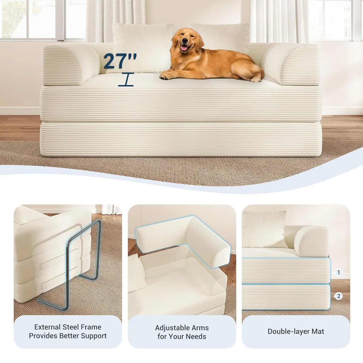 GUOHE Cloud Boneless Convertible Floor Sofa Bed 4 in 1