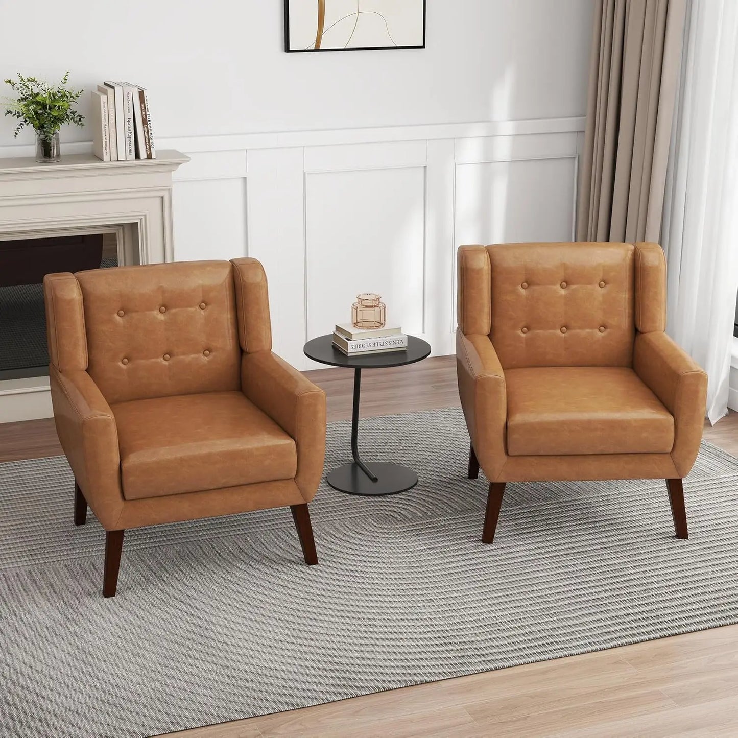 PU Leather Accent Chairs Set Of 2 Modern Armchairs