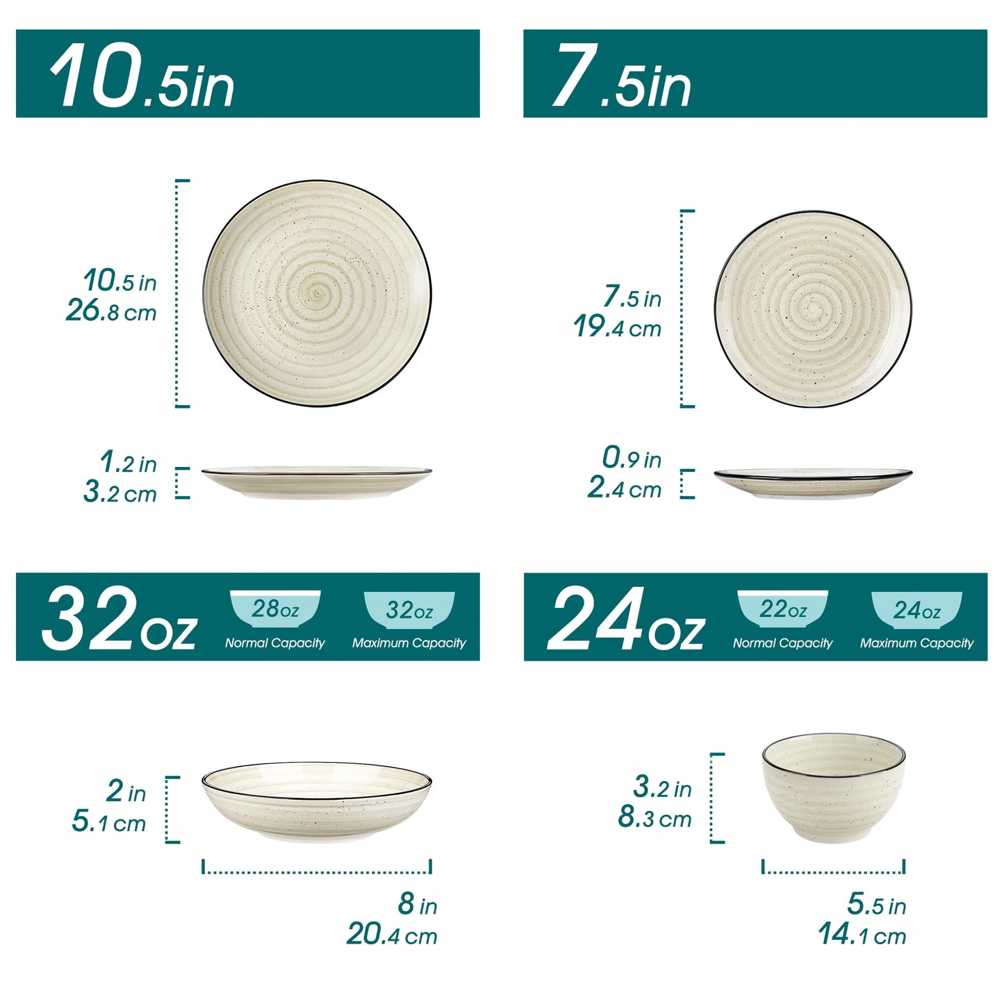 Malacasa Ceramic Dinnerware Set Hand Painted Spiral Design