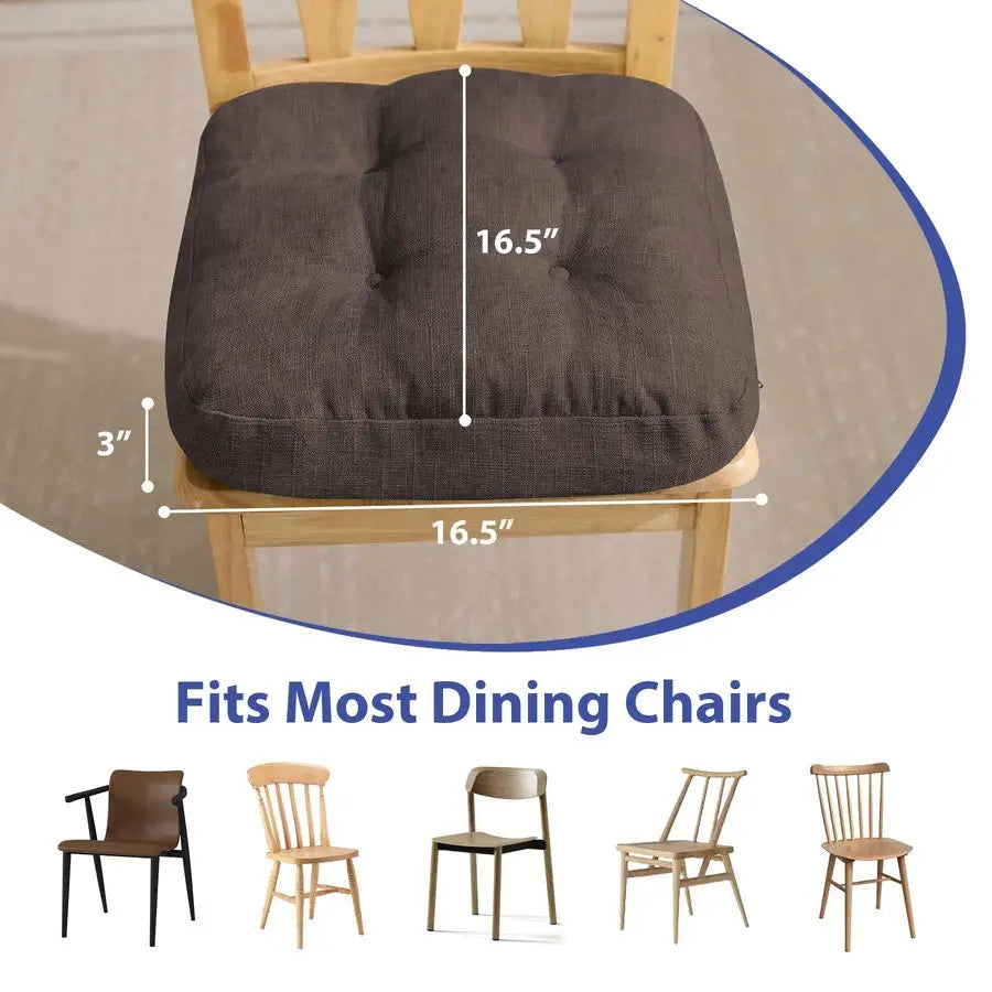 Dining Chair Cushions Tufted Pads With Ties Non Slip Backing