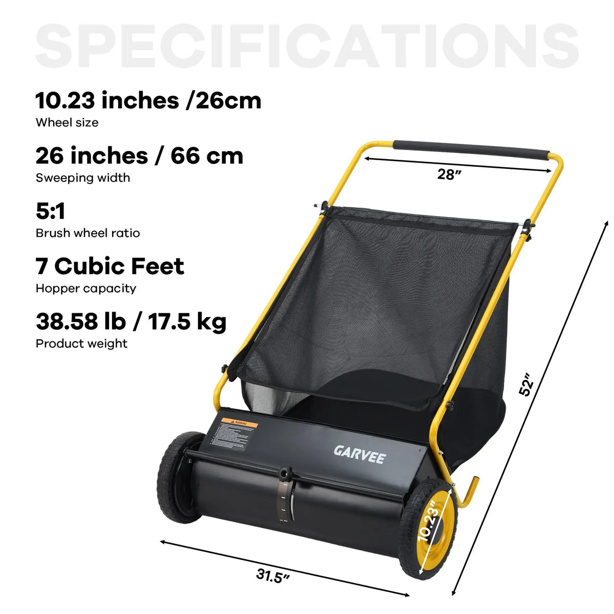 HiMISS Push Lawn Sweeper Efficient Leaf And Grass Collector