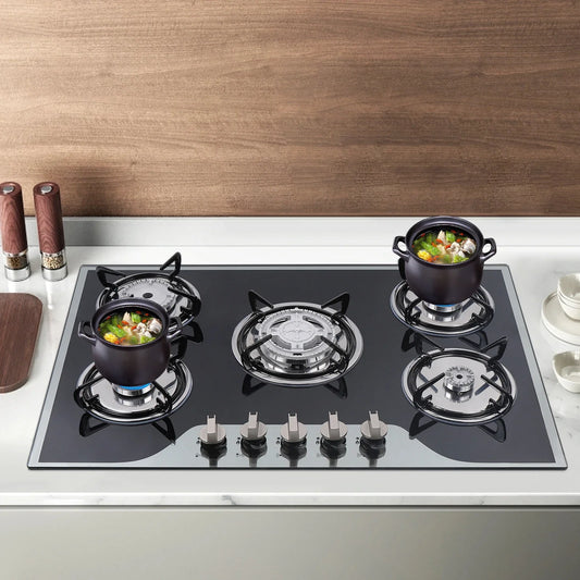 Five Burner Electronic Pulse Ignition Gas Cooktop Countertop Stove