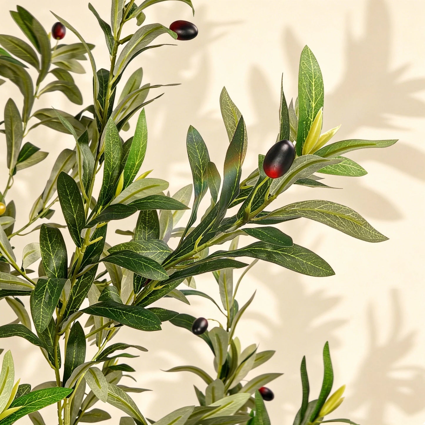 Artificial Olive Tree In Black Pot With Realistic Fruits For Indoor Decor