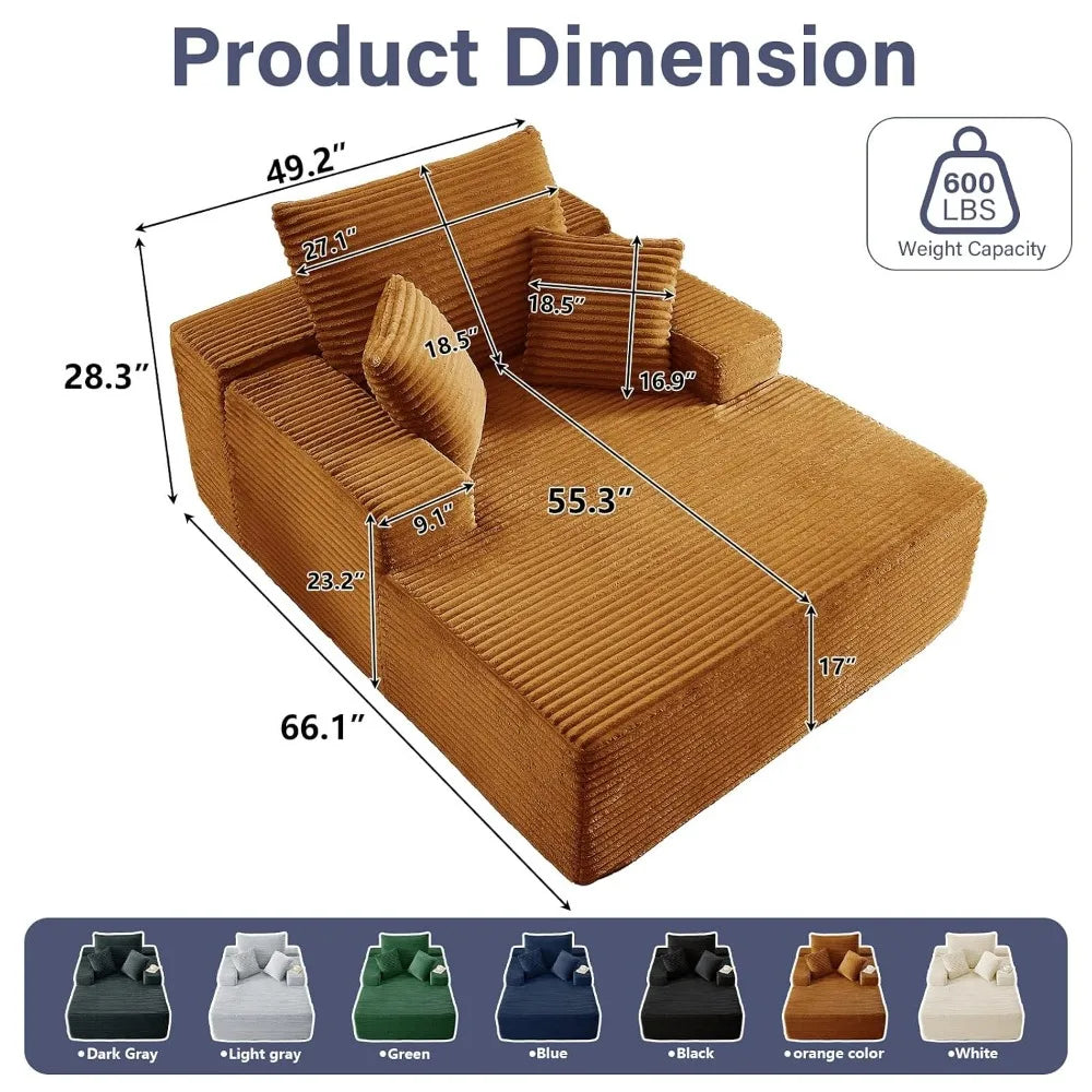 Oversized Chaise Lounge Chair Indoor Modern Upholstered Sofa Bed