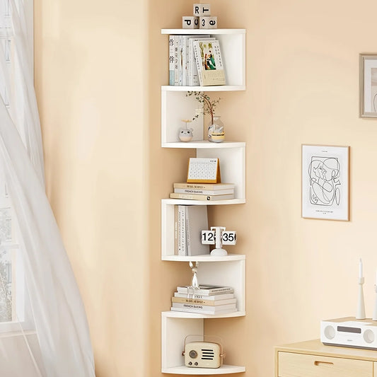Seven Tier Rustic Wall Mounted Corner Shelf For Living Room