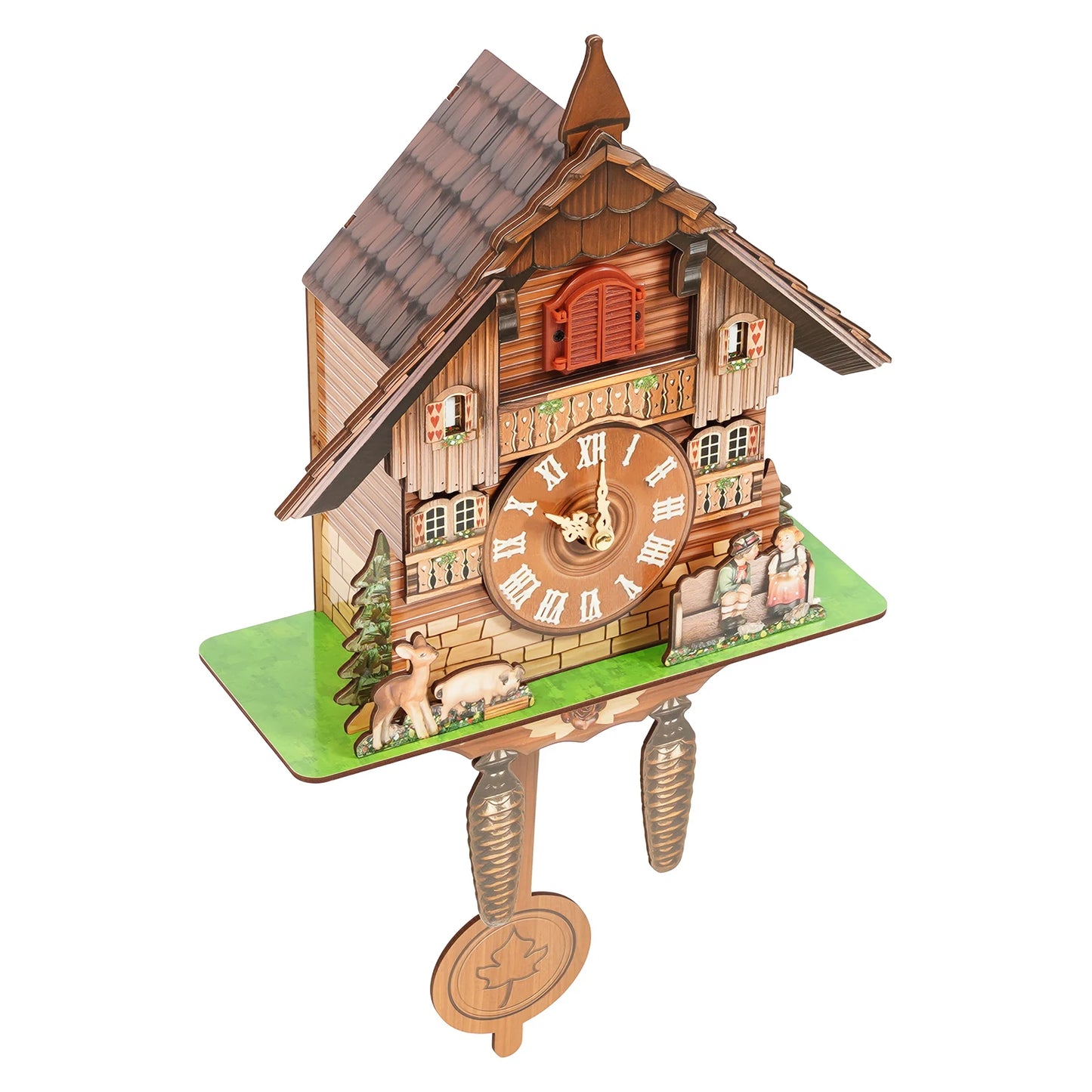 Wood Wall Mount Cuckoo Clock With Chime Time Display