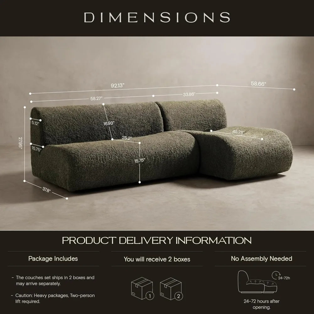 MOYU Modular Sectional Sofa With Reversible Chaise Set Modern Comfort