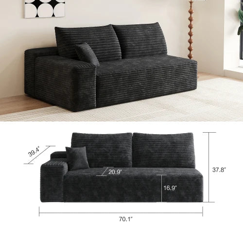 YQXH Cloud Style Sectional Sofa With Velvet Memory Foam Cushions