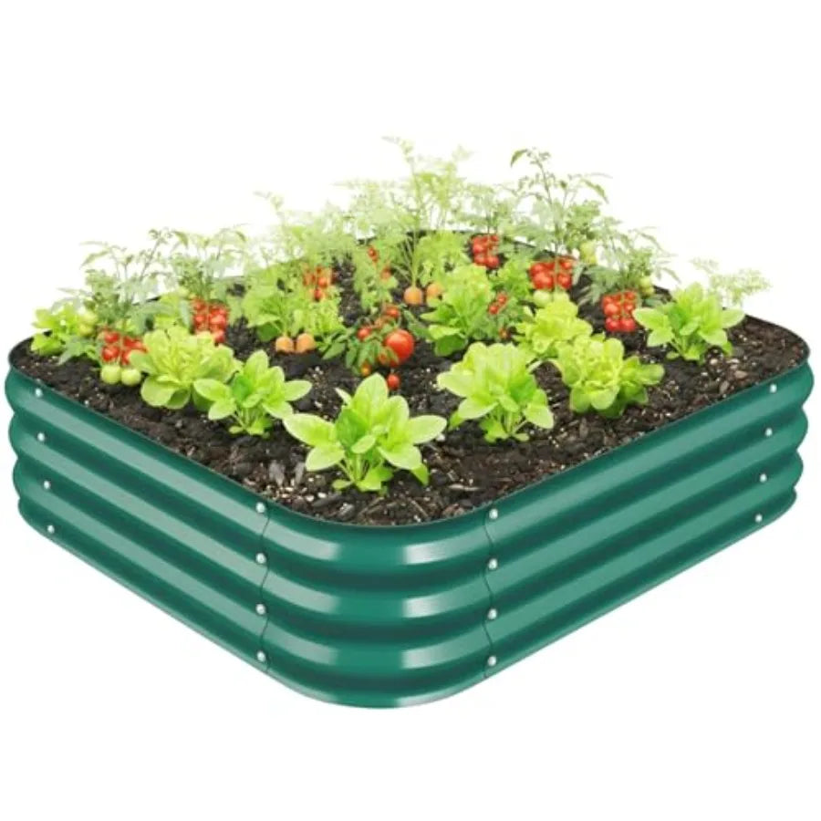 OLOEY Galvanized Raised Garden Bed Outdoor Planter Box