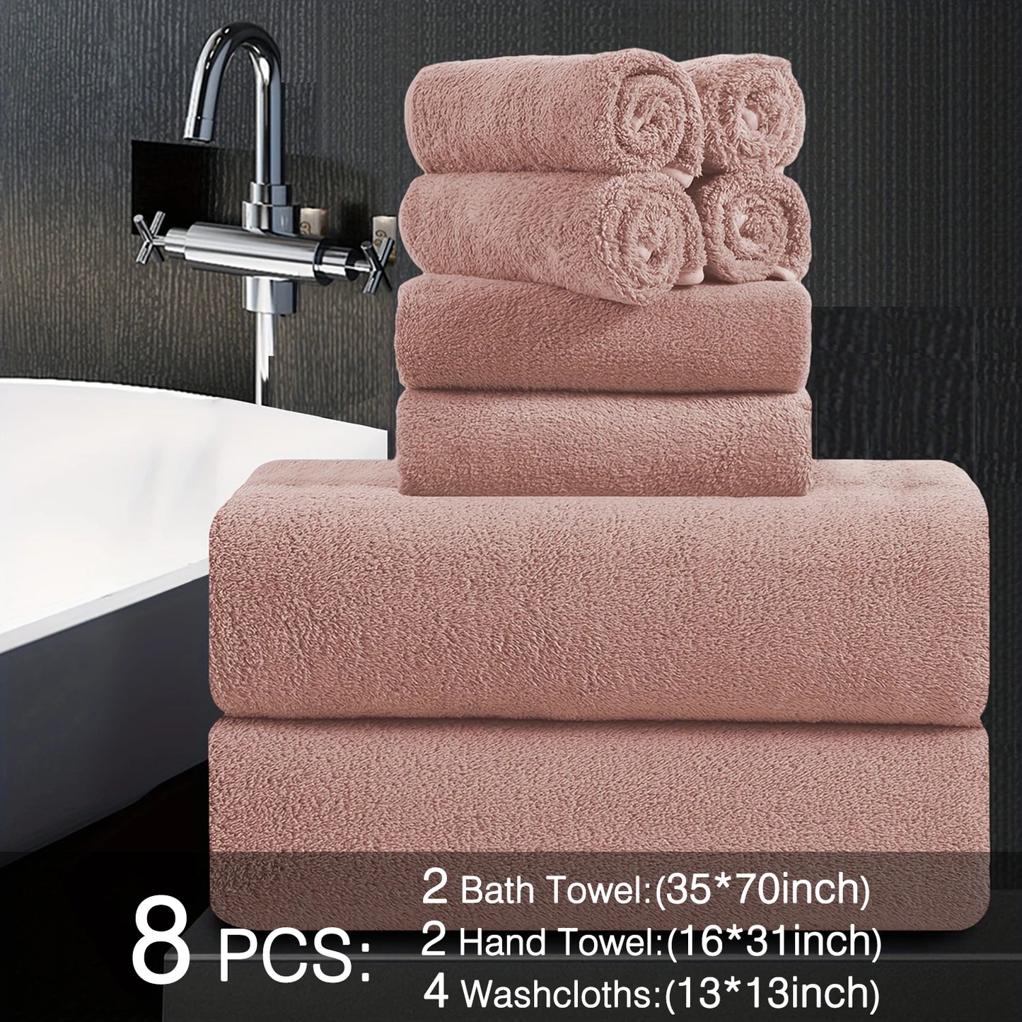 Belista Bath Towels Set 100 Percent Polyester Absorbent Machine Washable