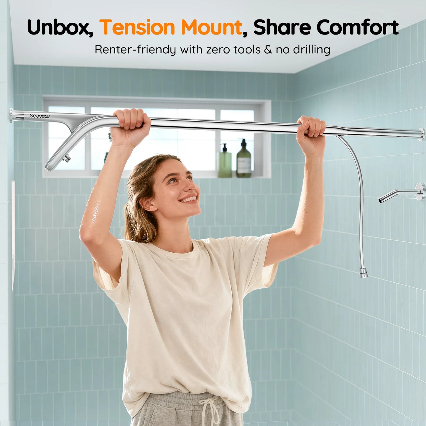 Double Shower Head System For Two People Stainless Wall Mounted