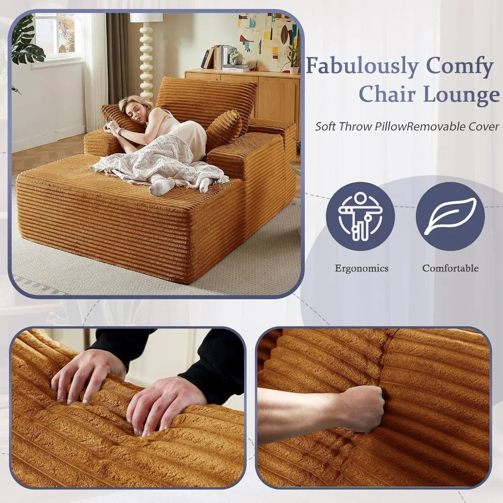 Oversized Chaise Lounge Chair Indoor Modern Upholstered Sofa Bed