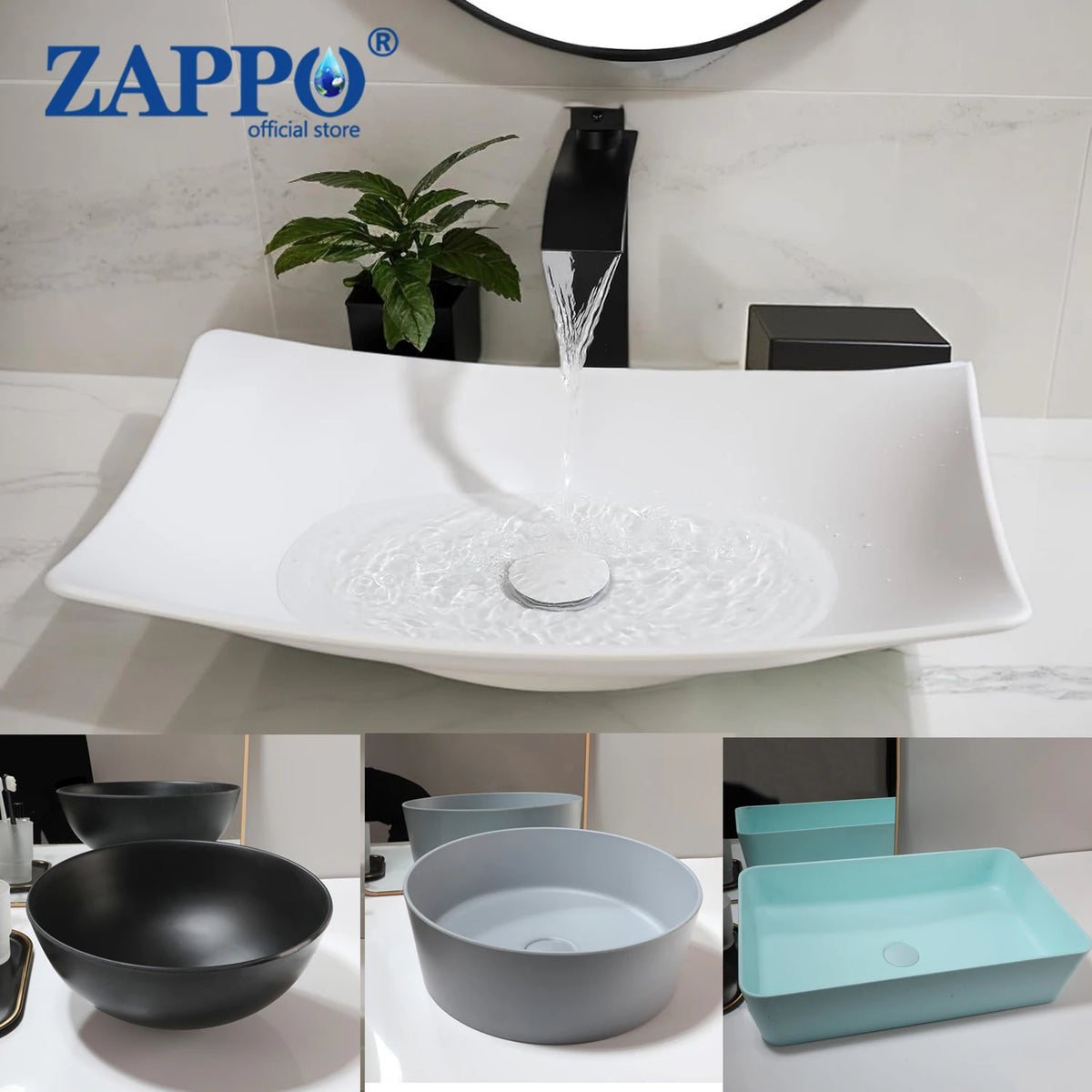 Mekkhala Rectangular Stone Resin Vessel Bathroom Sink