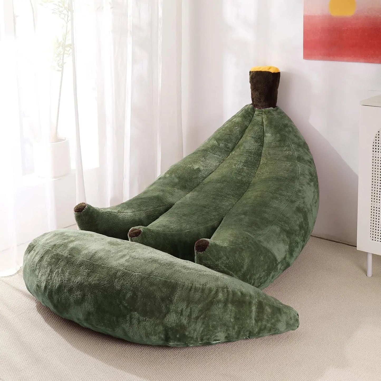 Banana Bean Bag Chair With Ottoman Floor Lounger For Teens
