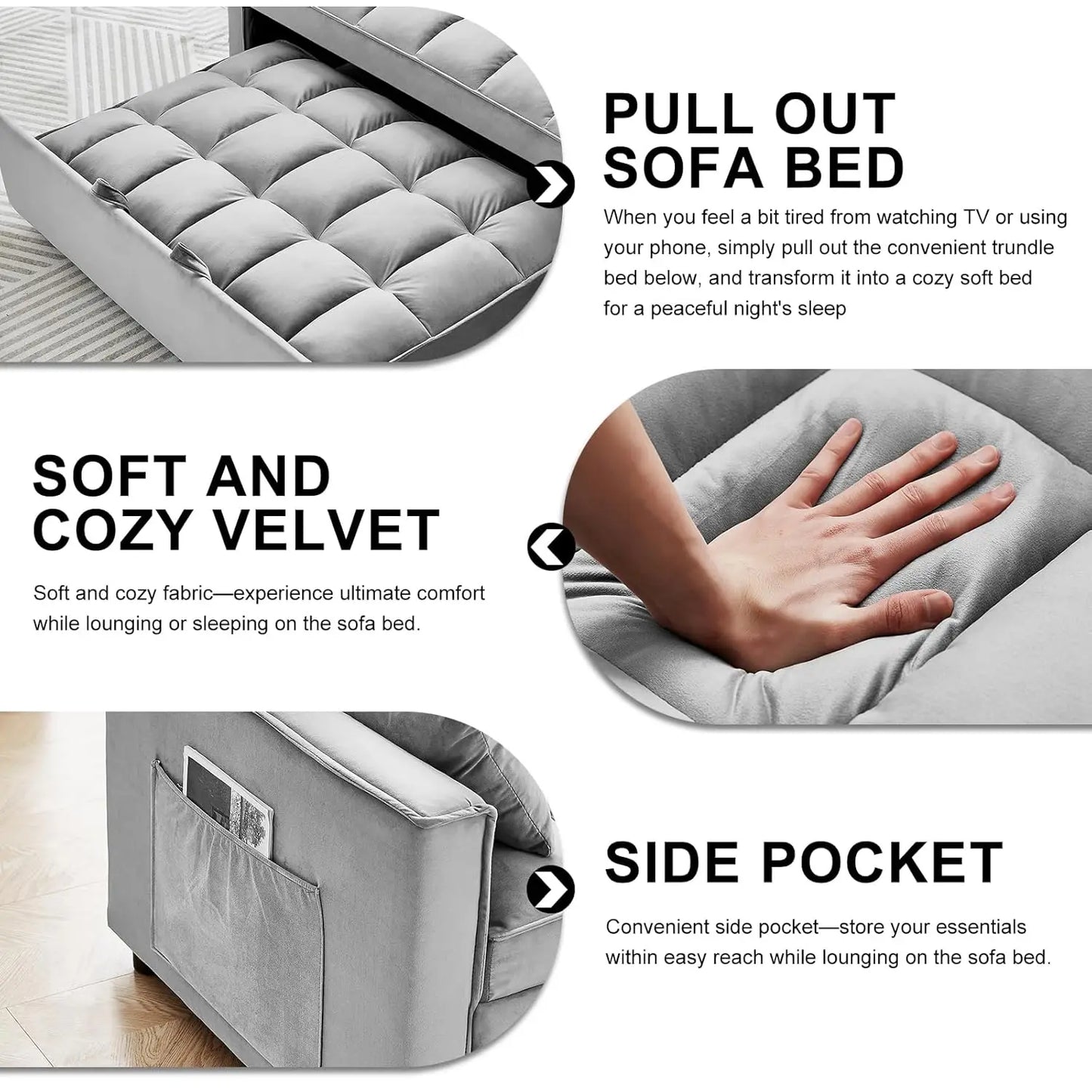 Convertible Sleeper Sofa Bed Modern Loveseat With Adjustable Reclining