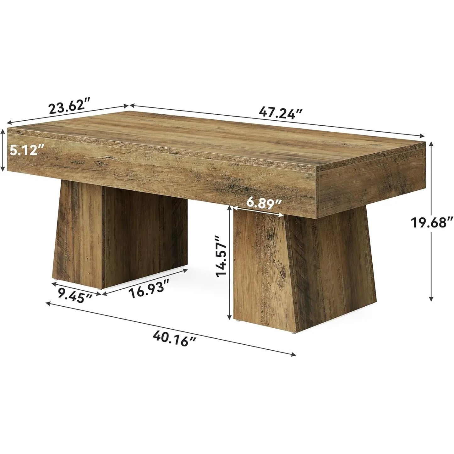 Little Tree Farmhouse Coffee Table Wooden Rectangular Center Table
