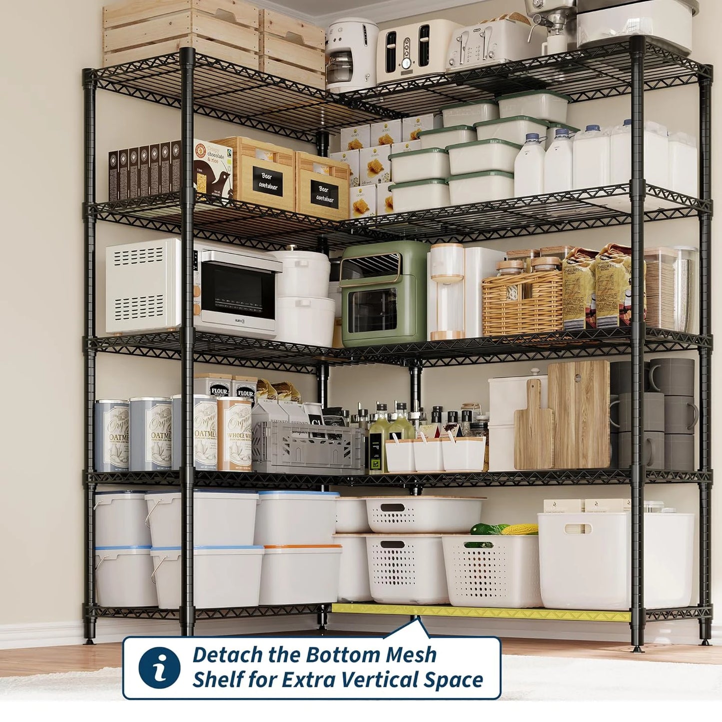 TWISTER.CK Heavy Duty 5-Tier Metal Shelving Unit for Kitchen Garage