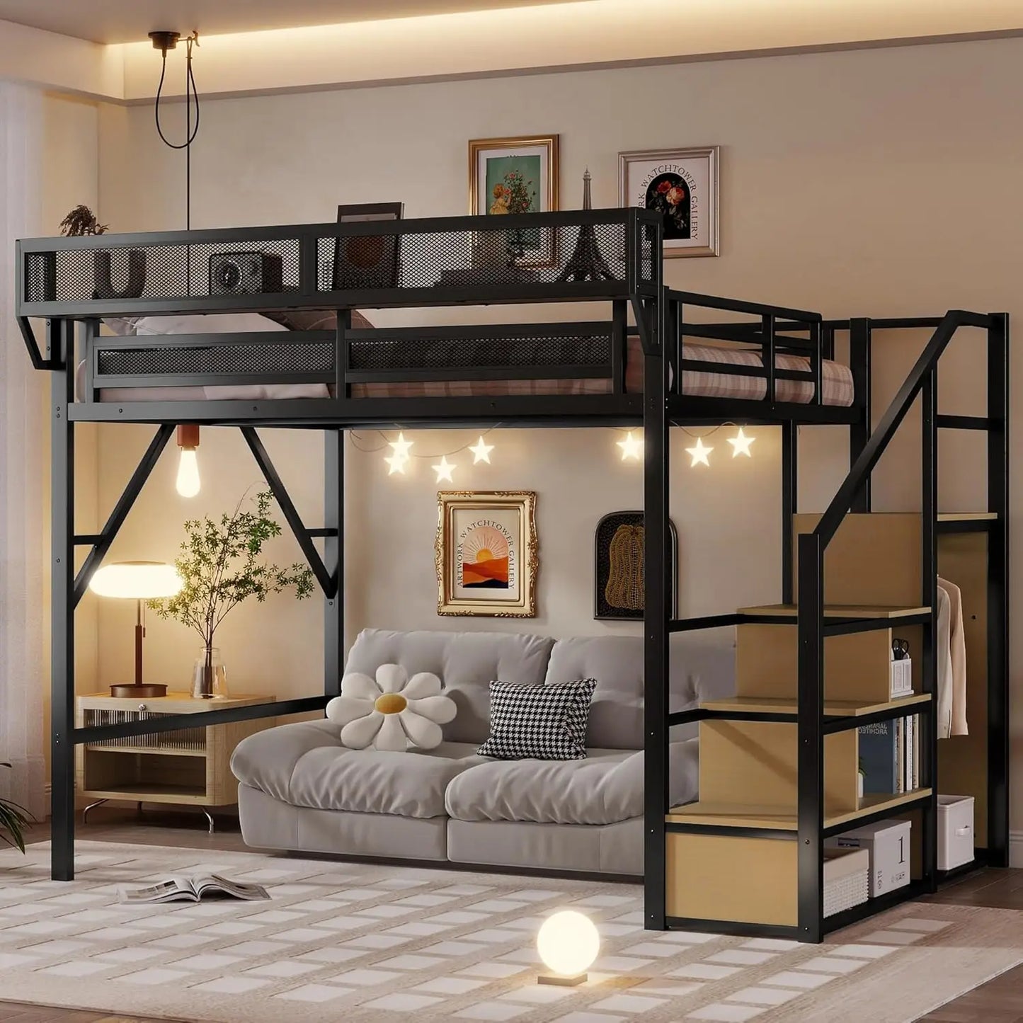 Loft Bed Frame For Adults With Stairs And Wardrobe