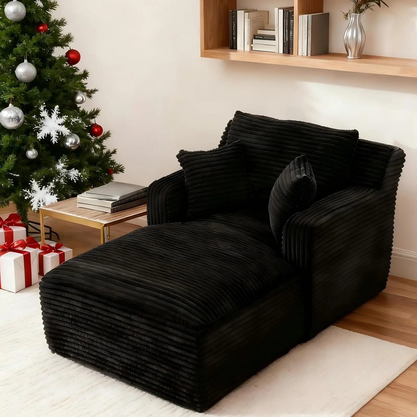 Indoor Oversized Upholstered Chaise Lounge Sofa Bed With 3 Pillows Customized