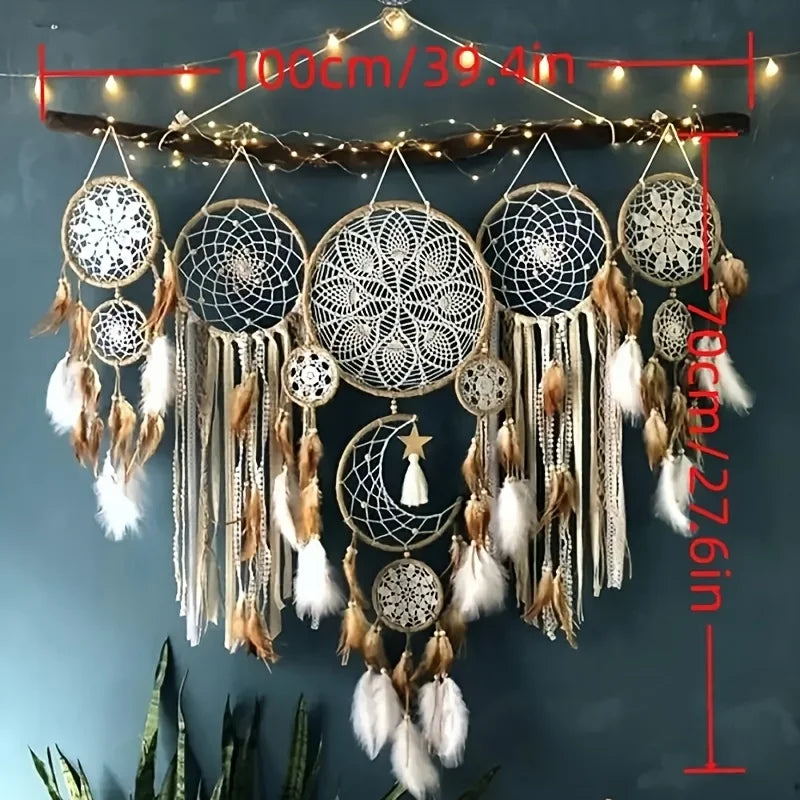 Handcrafted Moon Dream Chaser Bohemian Wall Decoration