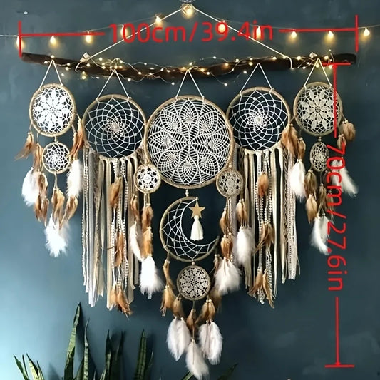 Handcrafted Moon Dream Chaser Bohemian Wall Decoration