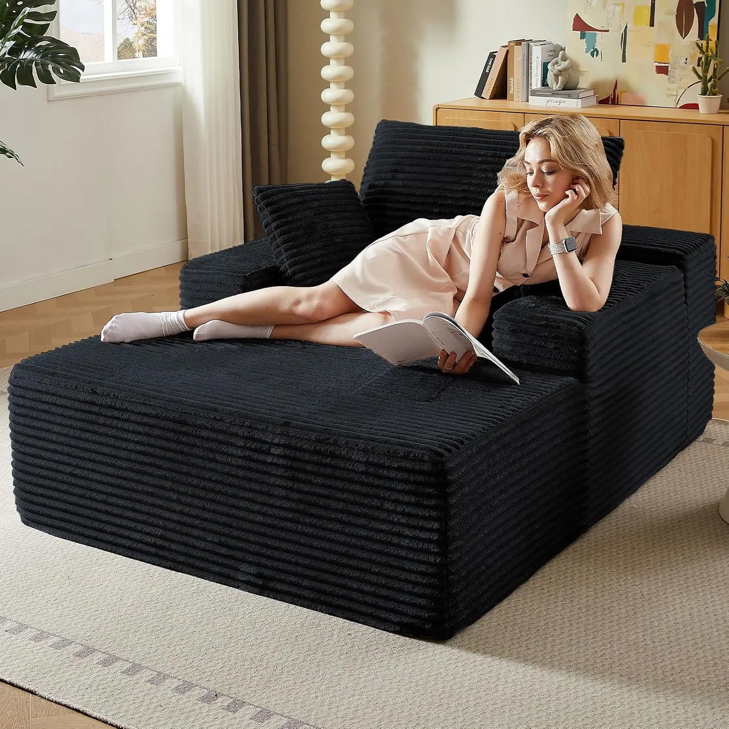 Oversized Chaise Lounge Chair Indoor Modern Upholstered Sofa Bed